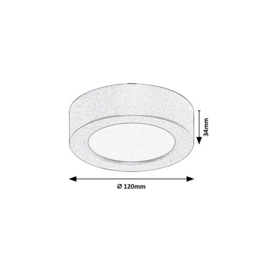 Rabalux - Plafonnier LED pour salle de bains, 7 W, 230 V, Ø 12 cm, IP44, blanc
