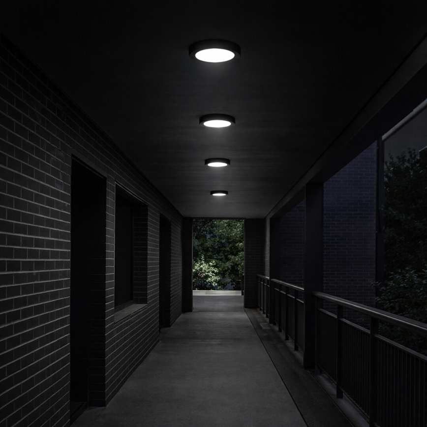 Rabalux - Plafonnier LED pour salle de bains, 24 W, 230 V, Ø 22 cm, IP44, noir