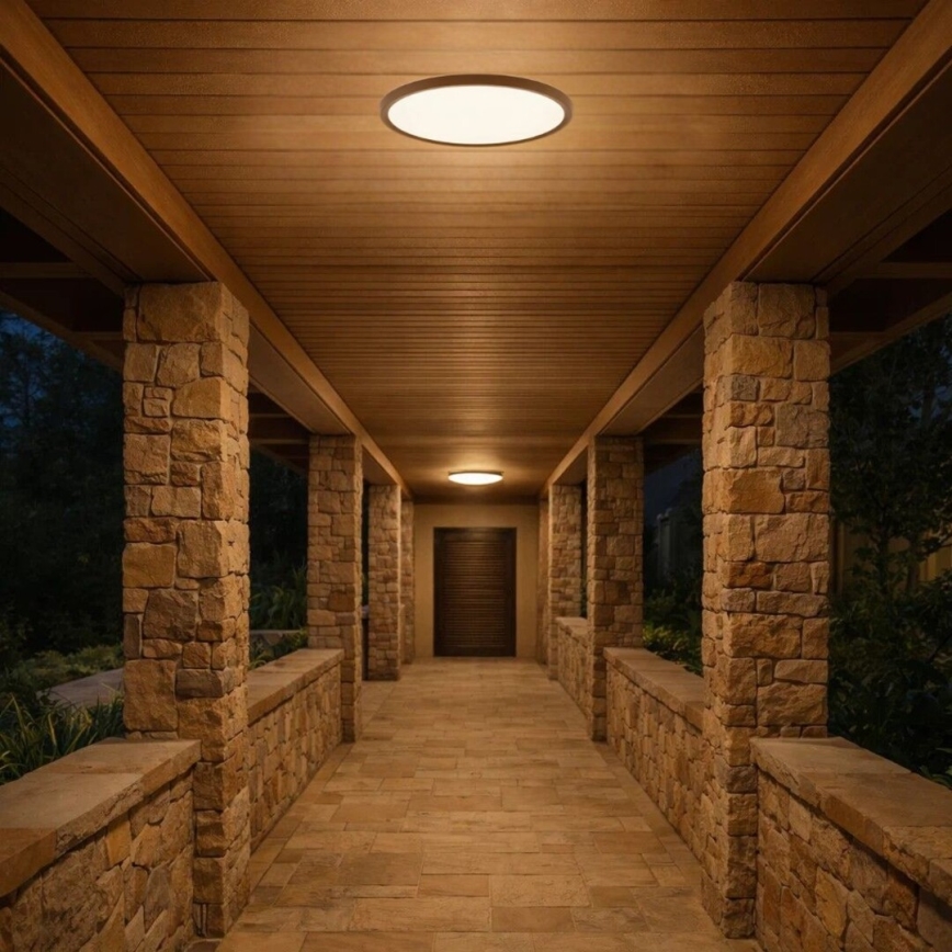 Rabalux - Plafonnier de salle de bains LED 18W/230V 3000/4000/6000K Ø 29 cm IP44 marron