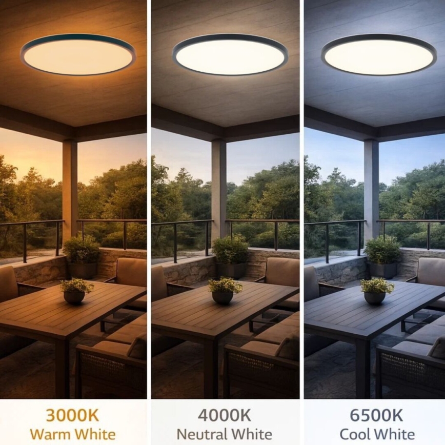 Rabalux - Plafonnier LED pour salle de bains LED/24W/230V 3000/4000/6000K Ø 40 cm IP44 noir
