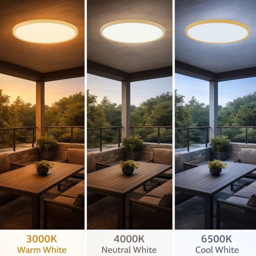 Rabalux - Plafonnier LED pour salle de bains, 24 W, 230 V, 3000/4000/6000 K, Ø 40 cm, IP44, beige