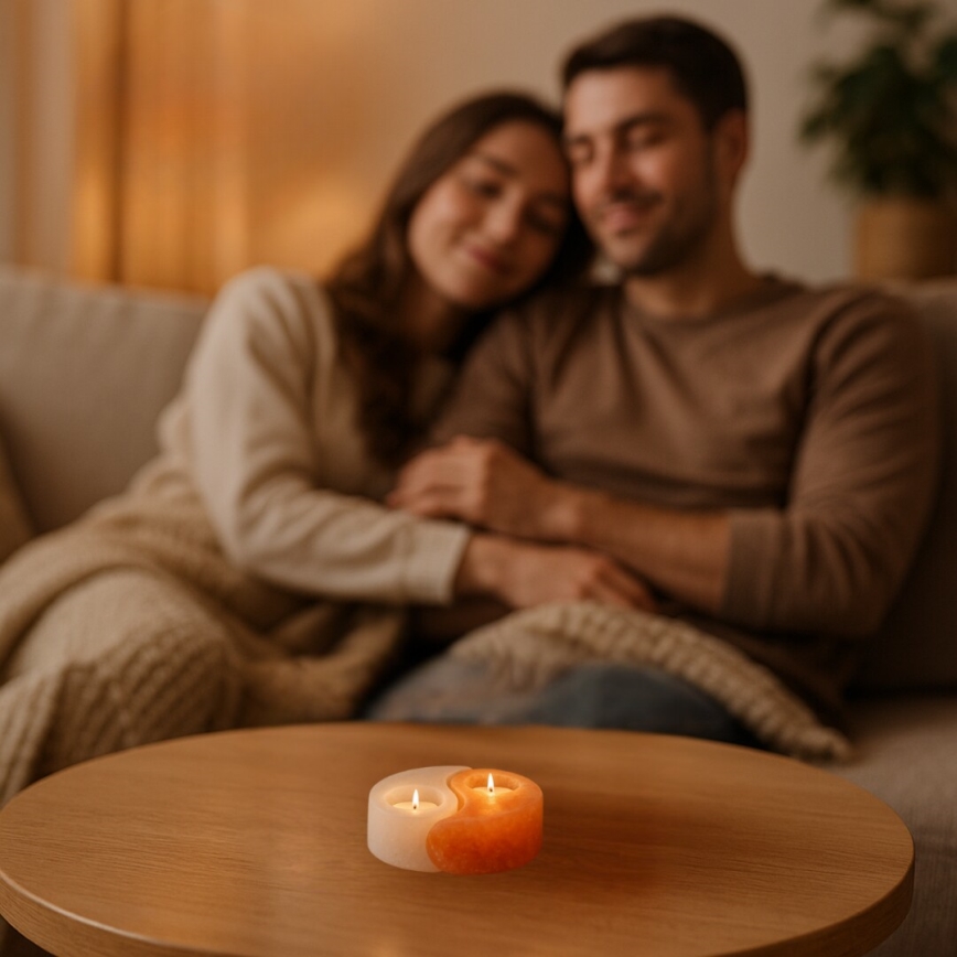 Rabalux - Lampe de sel - porte-bougie orange/blanc