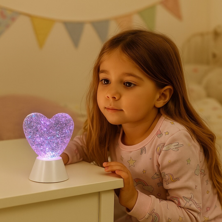 Rabalux - Lampe décorative LED RGB en forme de cœur, 0,8 W, 3xAA