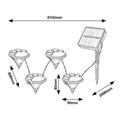 Rabalux - Applique solaire LED 4xLED/0,06W/1,2V IP44 600 mAh
