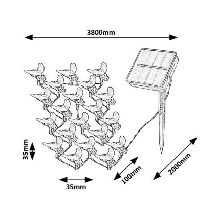 Rabalux - Guirlande solaire 20xLED/0,06W/1,2V IP44 600 mAh