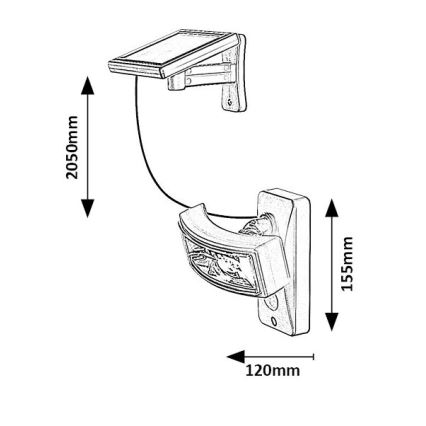 Rabalux - Éclairage solaire avec détecteur LED/2,4W/3,7V IP44 1200 mAh