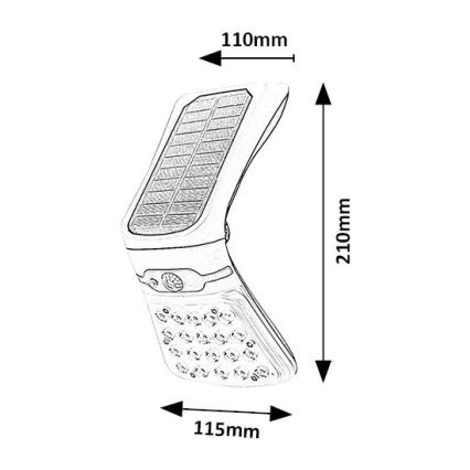 Rabalux - Éclairage solaire à intensité variable avec détecteur LED/4W/3,7V IP44