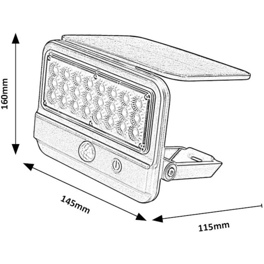 Rabalux - Applique murale solaire avec détecteur LED/7W/3,7V IP54 noir 3000 mAh