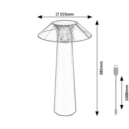 Rabalux - LED Lampe de table tactile à intensité variable rechargeable LED/5W/5V IP44 noir