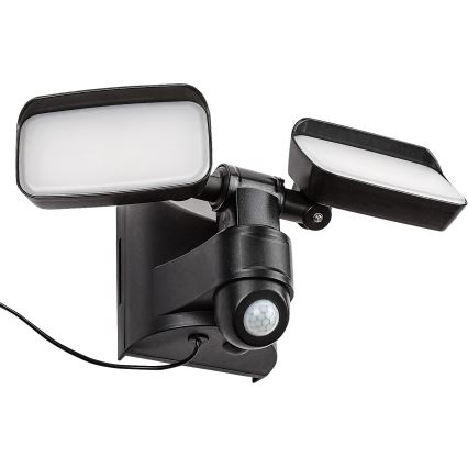 Rabalux - Applique murale solaire flexible avec détecteur et panneau externe 2xLED/5W/3,7V IP54 noir
