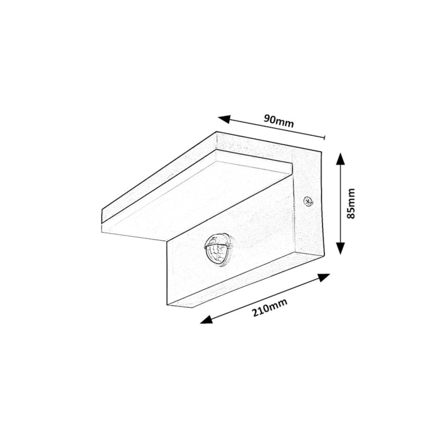 Rabalux - Applique murale extérieure avec détecteur LED/9W/230V 2700/4000/6500K IP54 noir