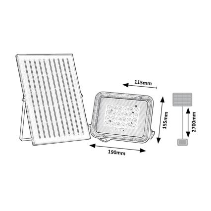 Rabalux - Projecteur solaire LED/6,5W/3,2V 3000/4000/6500K 1000mAh IP65