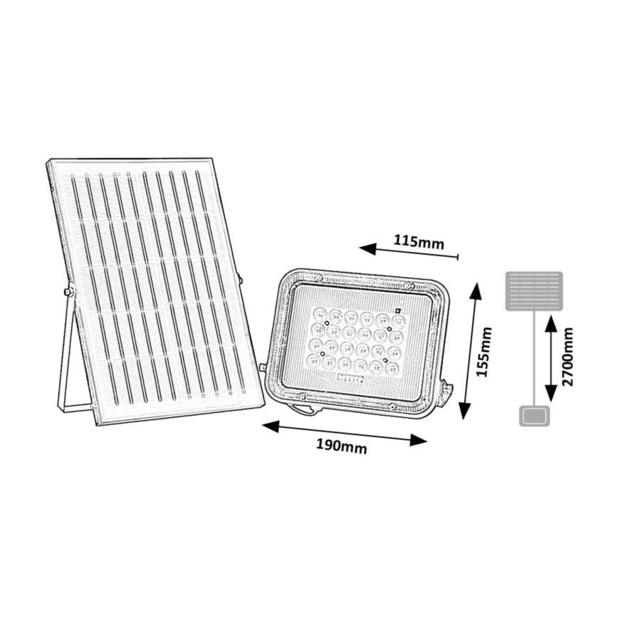 Rabalux - Projecteur solaire LED/6,5W/3,2V 3000/4000/6500K 1000mAh IP65