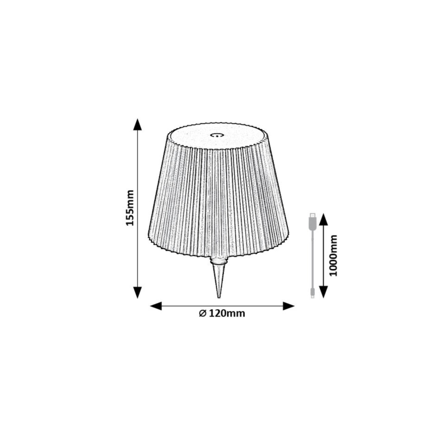 Rabalux - Abat-jour LED rechargeable et dimmable pour bouteille LED/2W/5V 2000 mAh IP44
