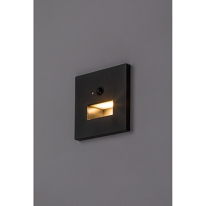 Rabalux - Luminaire d'escalier LED avec capteur de mouvement et capteur crépusculaire LED/1W/230V 3000/4500/6500K noir