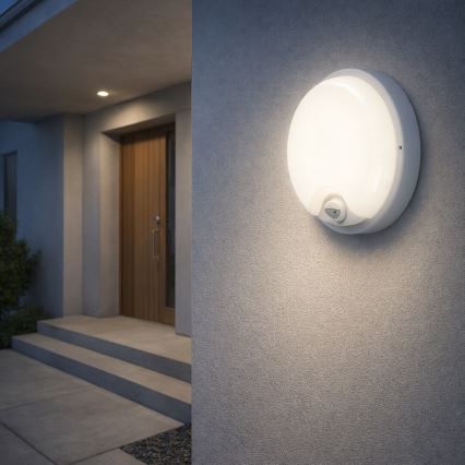 Rabalux - Applique murale extérieure LED avec détecteur, 18W/230V, IP65, blanche