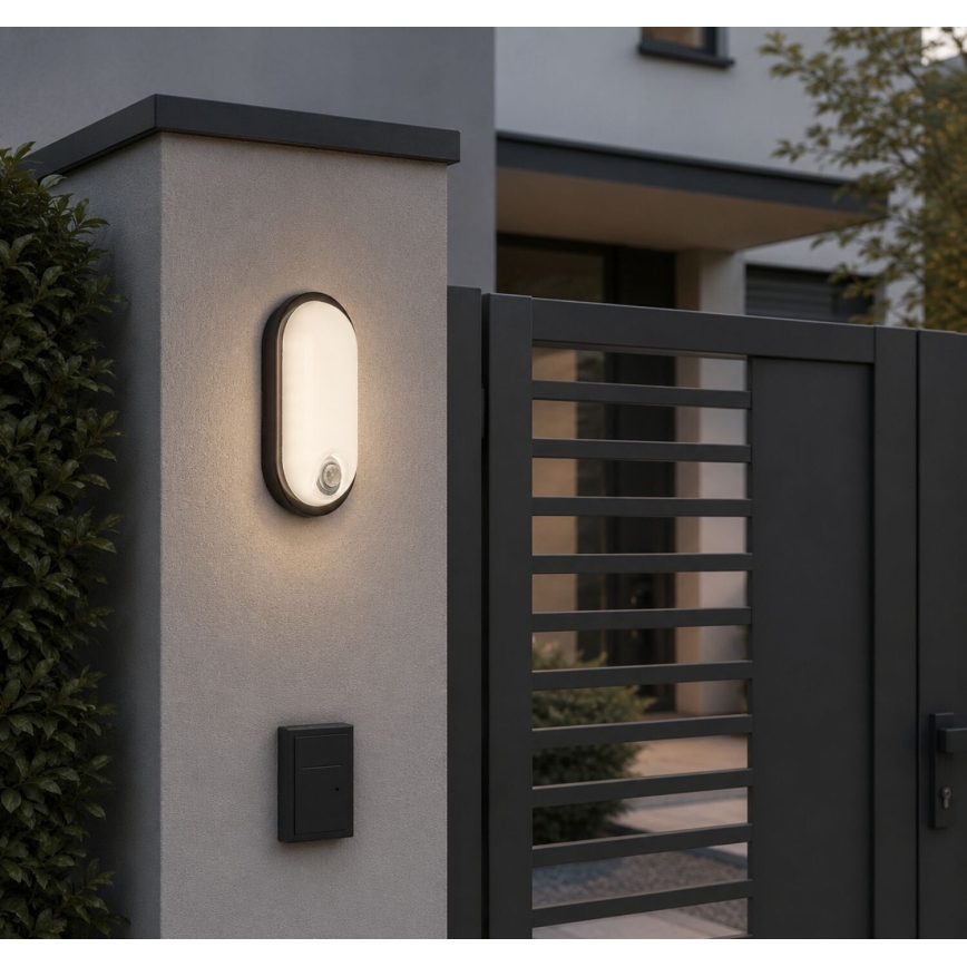 Rabalux - Plafonnier LED d'extérieur avec détecteur de mouvement LED/15W/230V IP65 noir