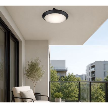 Rabalux - Plafonnier d'extérieur avec détecteur de mouvement 1xE27/9W/230V IP65 Ø 30 cm noir