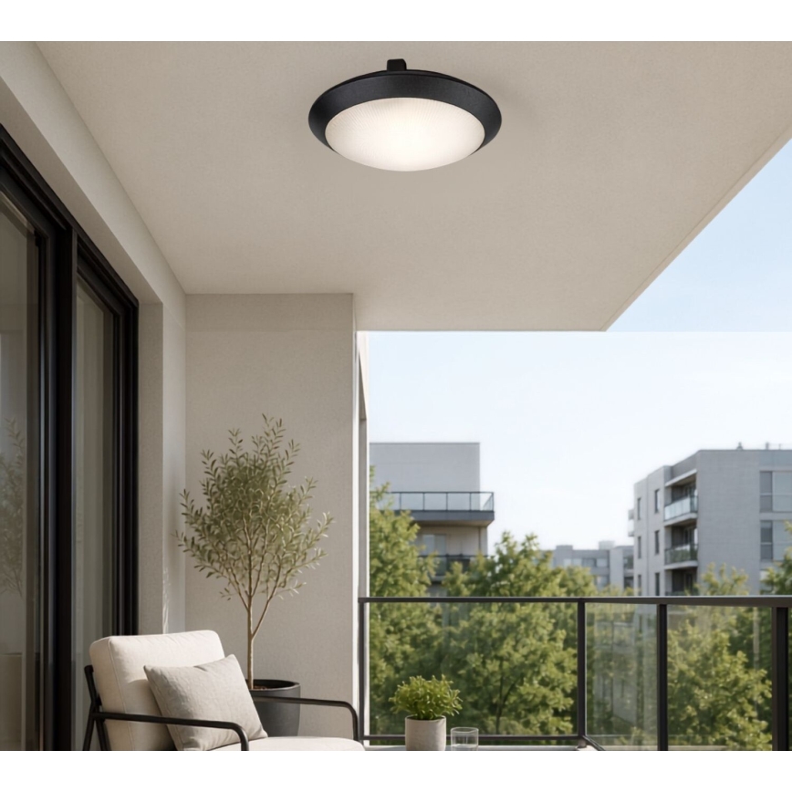 Rabalux - Plafonnier d'extérieur avec détecteur de mouvement 1xE27/9W/230V IP65 Ø 30 cm noir