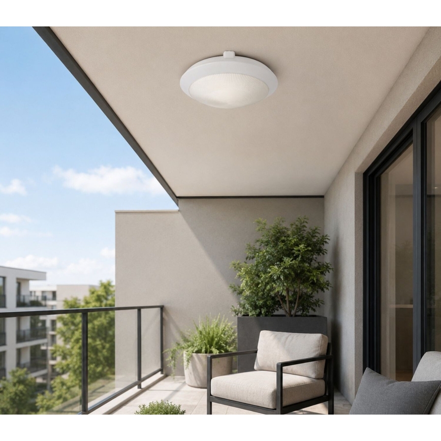Rabalux - Plafonnier extérieur avec détecteur de mouvement 1xE27/9W/230V IP65 Ø 30 cm blanc