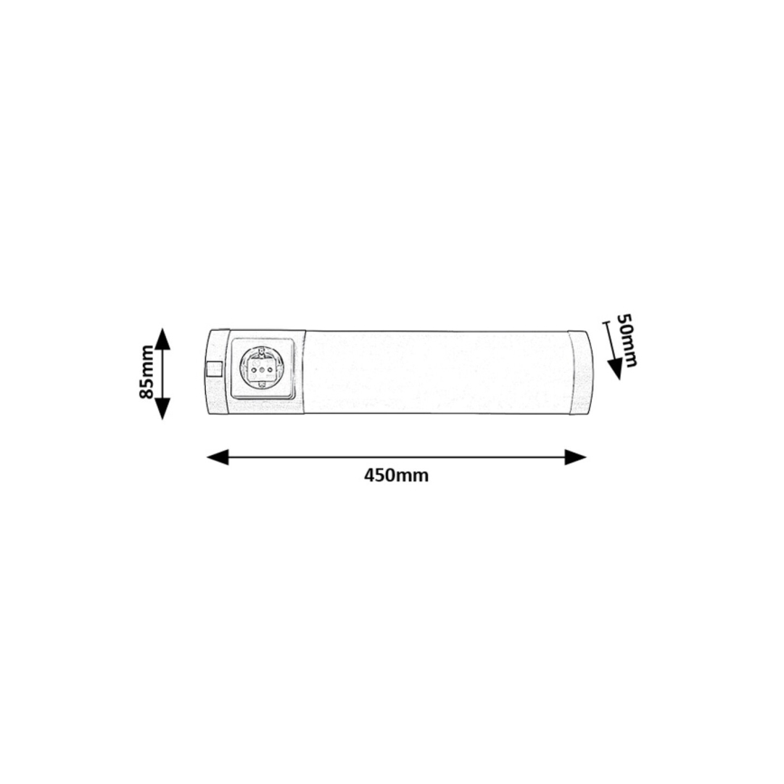 Rabalux - Réglette de cuisine avec prise LED/5W/230V 4000K 45 cm chrome mat