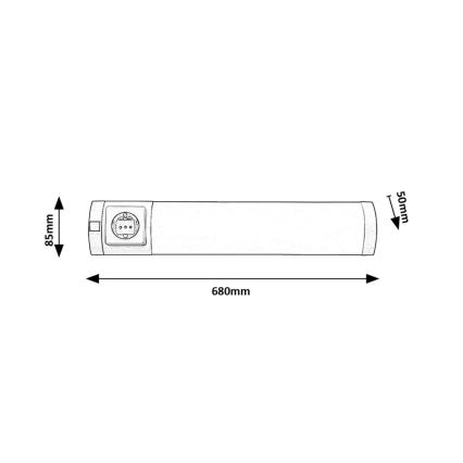 Rabalux - Réglette LED de cuisine avec prise LED/8W/230V 4000K 68 cm chrome mat