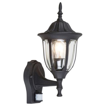 Rabalux - Applique murale d'extérieur avec détecteur 1xE27/60W/230V IP43 noir