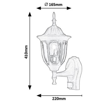 Rabalux - Applique murale d'extérieur avec détecteur 1xE27/60W/230V IP43 noir