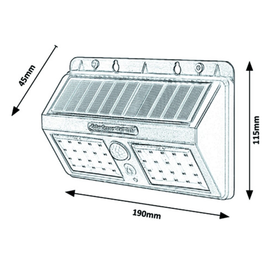Rabalux - Applique murale solaire LED avec détecteur IP44 1200 mAh