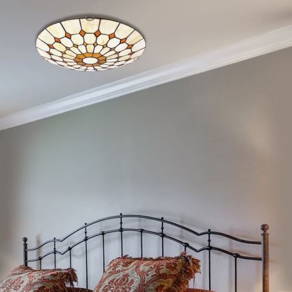Rabalux - Plafonnier Tiffany en verre teinté 2xE27/60W/230V d. 40 cm