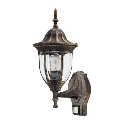 Rabalux - Applique murale extérieure avec détecteur 1xE27/60W/230V IP43 doré/patiné/noir
