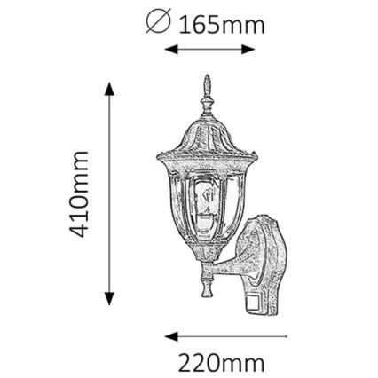 Rabalux - Applique murale extérieure avec détecteur 1xE27/60W/230V IP43 doré/patiné/noir