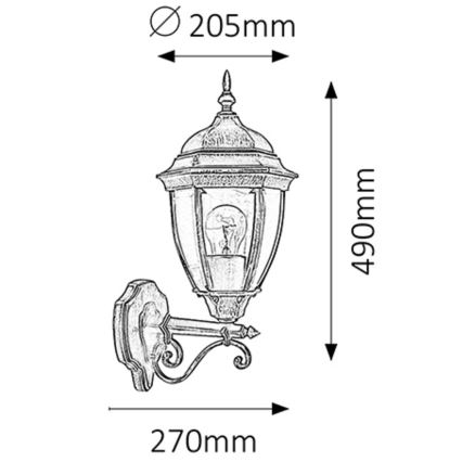 Rabalux - Applique murale extérieure 1xE27/100W/230V IP44