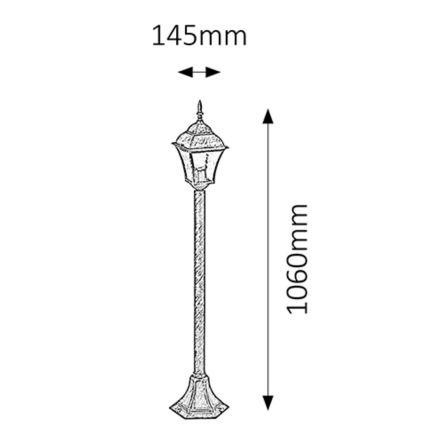 Rabalux - Lampadaire extérieur 1xE27/60W/230V IP44