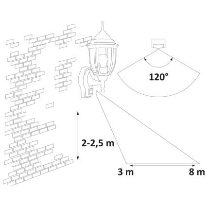 Rabalux - Luminaire extérieur avec capteur 1xE27/60W/230V