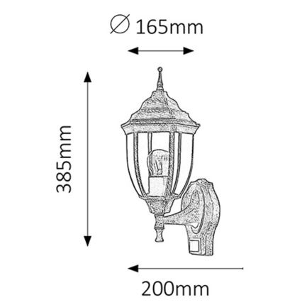 Rabalux - Luminaire extérieur avec capteur 1xE27/60W/230V