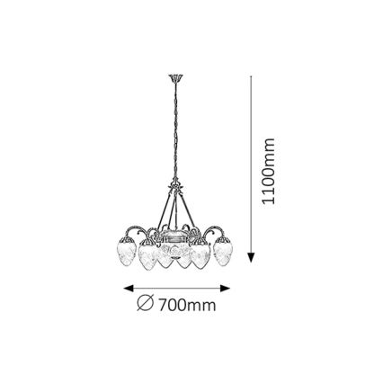 Rabalux 8636 - Lustre avec chaîne ANNABELLA 6xE14/40W+2xE27/60W