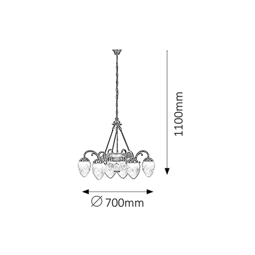 Rabalux 8636 - Lustre avec chaîne ANNABELLA 6xE14/40W+2xE27/60W