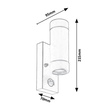 Rabalux - Applique murale extérieure avec détecteur 2xGU10/10W/230V noir IP44