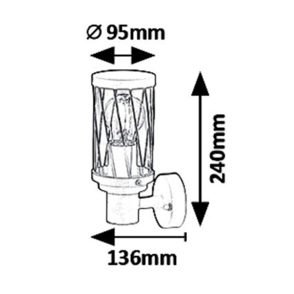 Rabalux 8888 - Applique murale extérieure BUDAPEST 1xE27/40W/230V IP44