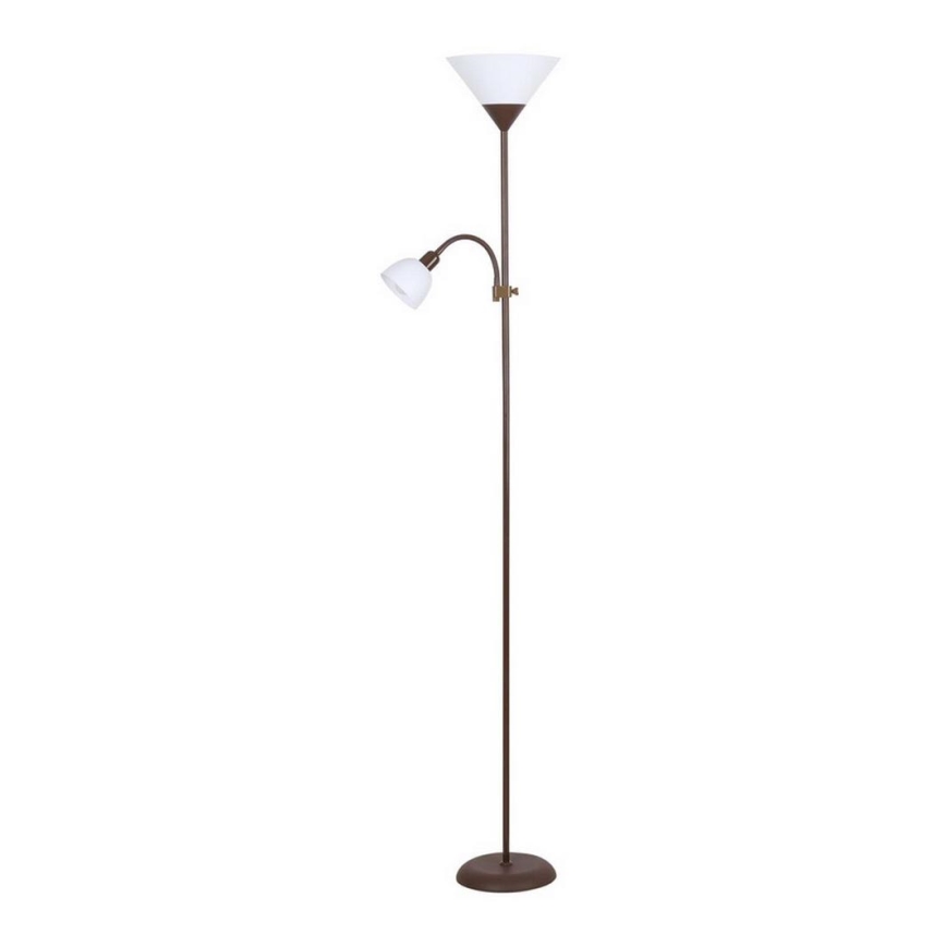 Rabalux - Lampadaire 1xE27/100W+1xE14/25W/230V marron/blanc
