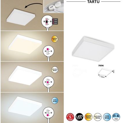 Rabalux - LED Plafonnier LED/24W/230V 3000-6000K IP44 blanc