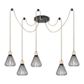 Rabalux - Suspension filaire 5xE27/40W/230V araignée noir/hêtre