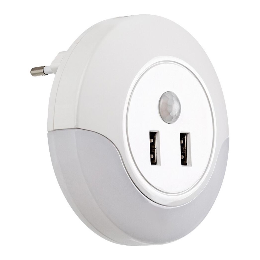 Rabalux - Veilleuse LED à brancher avec un détecteur 2xUSB LED/13,9W/230V 3000K