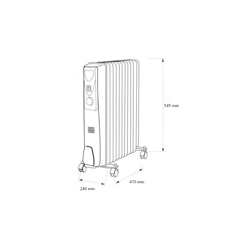 Radiateur bain d'huile 11 plateux 2500W/230V gris