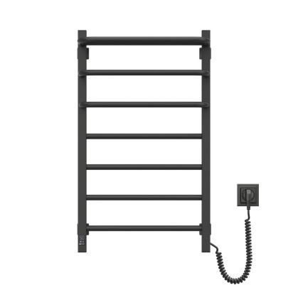 Radiateur électrique de salle de bains avec thermostat FORTIS 350W/230V 80,6 cm IP44 noir angulaire droit