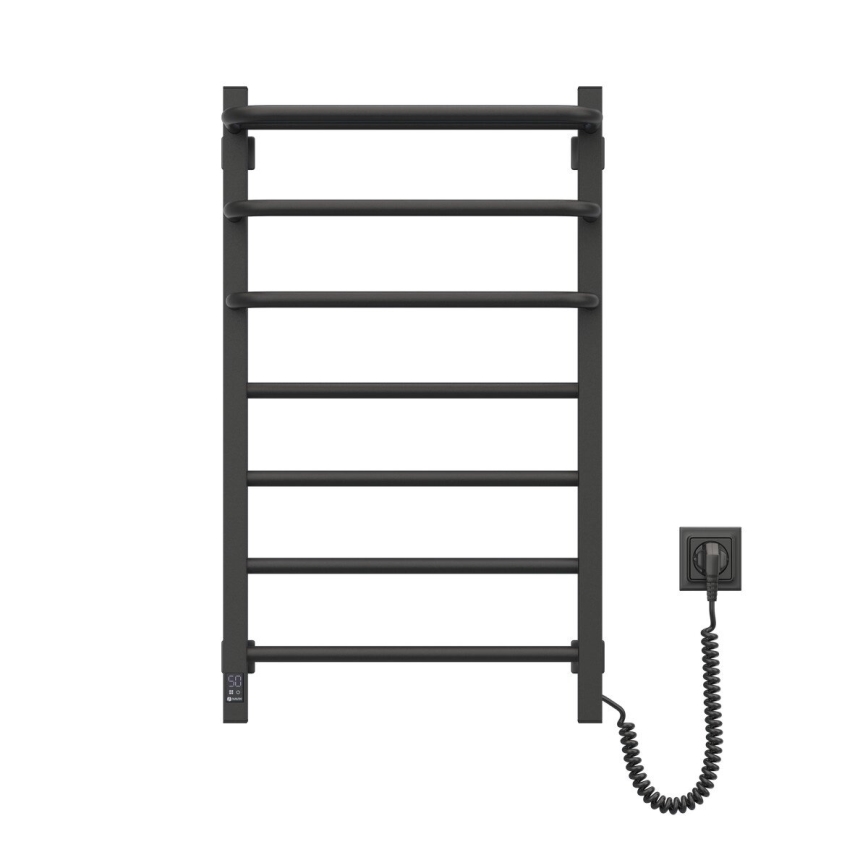 Radiateur électrique de salle de bains avec thermostat FORTIS 350W/230V 80,6 cm IP44 noir angulaire droit