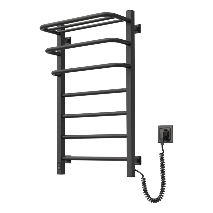 Radiateur électrique de salle de bains avec thermostat FORTIS 350W/230V 80,6 cm IP44 noir angulaire droit