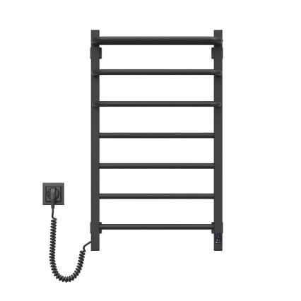 Sèche-serviettes électrique pour salle de bains avec thermostat FORTIS 350W/230V 80,6 cm IP44 noir, orientation gauche