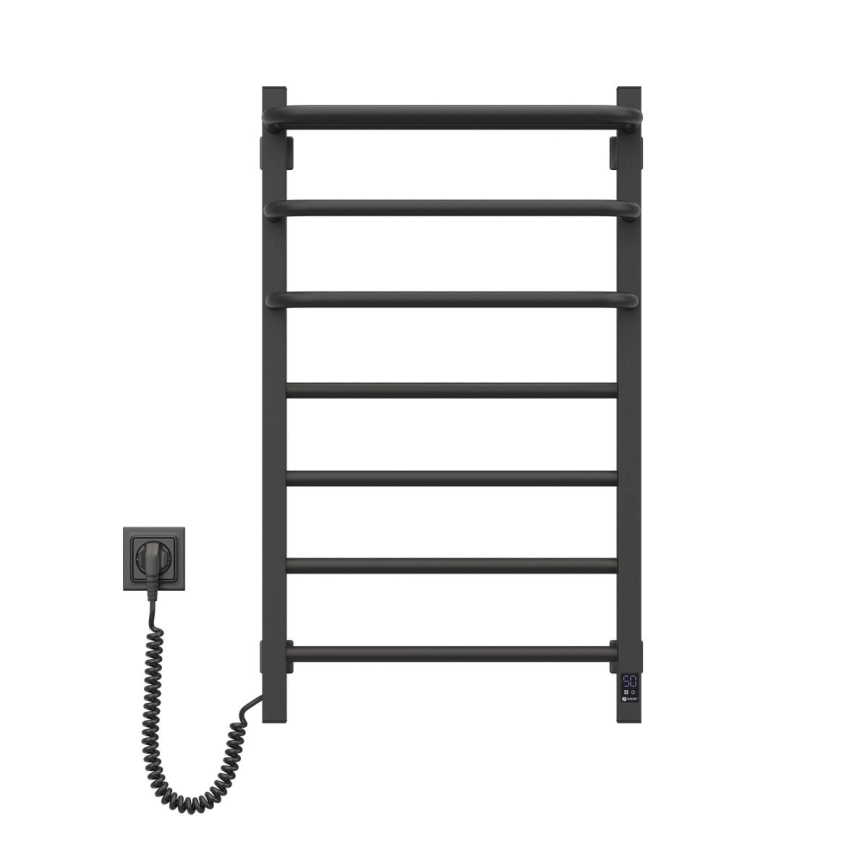 Sèche-serviettes électrique pour salle de bains avec thermostat FORTIS 350W/230V 80,6 cm IP44 noir, orientation gauche